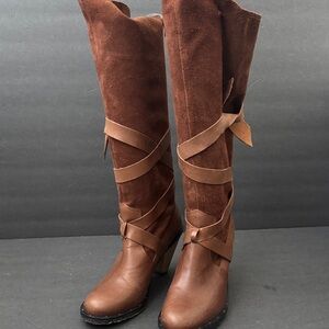 Report Brown Heeled Knee-High Boots